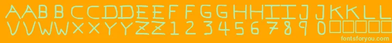 Шрифт PfVeryverybadfont7 – зелёные шрифты на оранжевом фоне