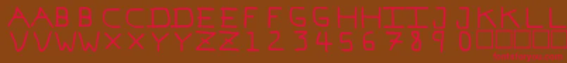 フォントPfVeryverybadfont7 – 赤い文字が茶色の背景にあります。