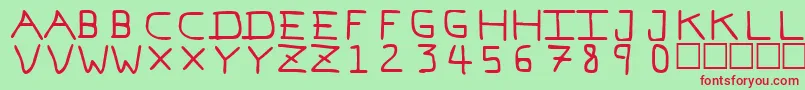 Fonte PfVeryverybadfont7 – fontes vermelhas em um fundo verde