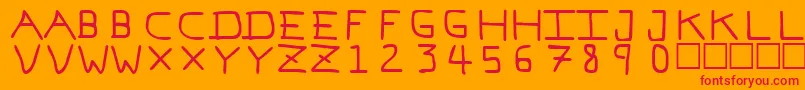 PfVeryverybadfont7-fontti – punaiset fontit oranssilla taustalla