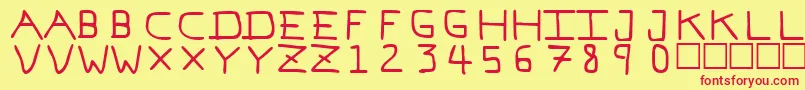 フォントPfVeryverybadfont7 – 赤い文字の黄色い背景