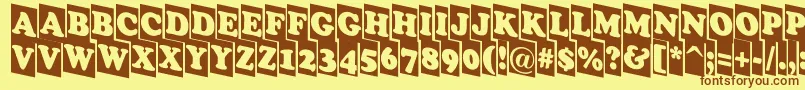 ACooperblackcmdn-Schriftart – Braune Schriften auf gelbem Hintergrund