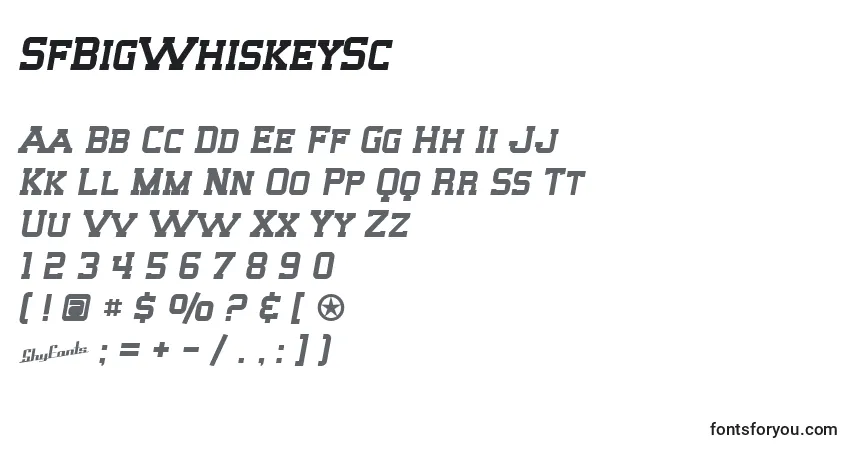 A fonte SfBigWhiskeySc – alfabeto, números, caracteres especiais