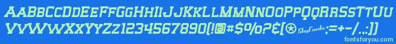 SfBigWhiskeySc-Schriftart – Grüne Schriften auf blauem Hintergrund