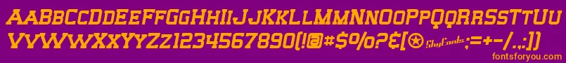 SfBigWhiskeySc-Schriftart – Orangefarbene Schriften auf violettem Hintergrund