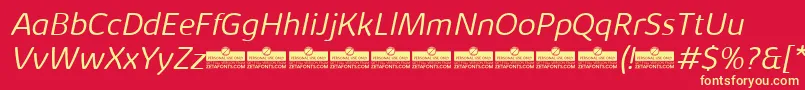 KabrioAbarthLightItalicTrial Font – Yellow Fonts on Red Background