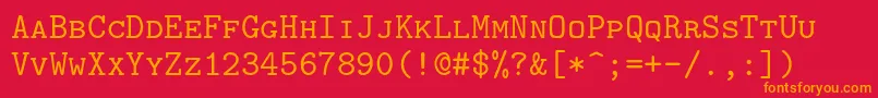 Lmmonocaps10Regular Font – Orange Fonts on Red Background