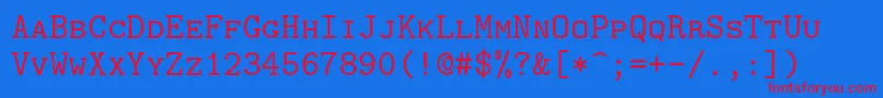 Lmmonocaps10Regular Font – Red Fonts on Blue Background