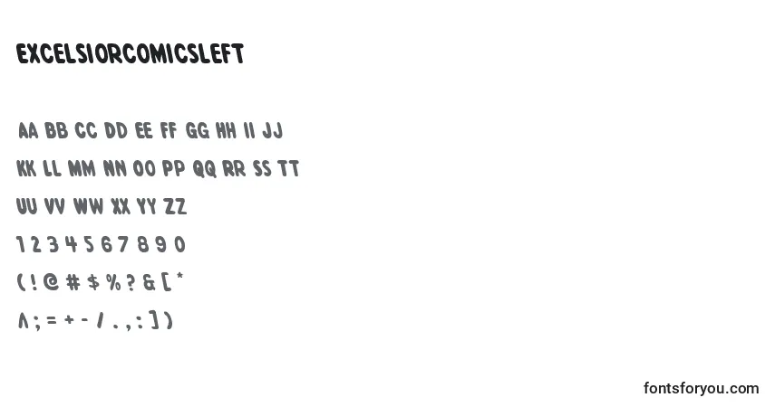 Schriftart Excelsiorcomicsleft – Alphabet, Zahlen, spezielle Symbole