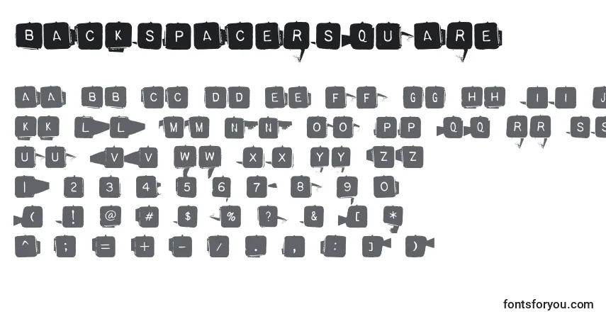 Backspacersquareフォント–アルファベット、数字、特殊文字