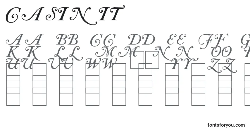 Czcionka CasInit – alfabet, cyfry, specjalne znaki