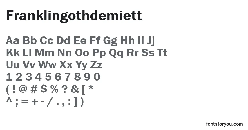 A fonte Franklingothdemiett – alfabeto, números, caracteres especiais