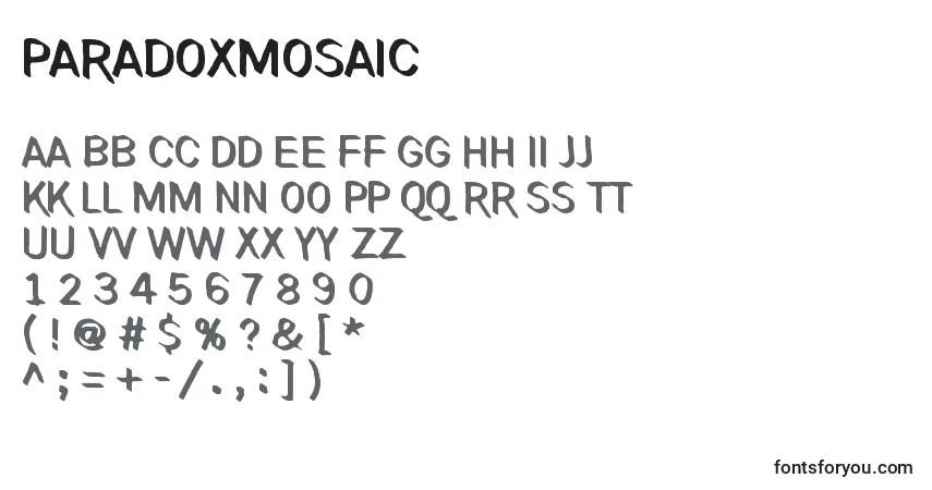 Czcionka ParadoxMosaic – alfabet, cyfry, specjalne znaki