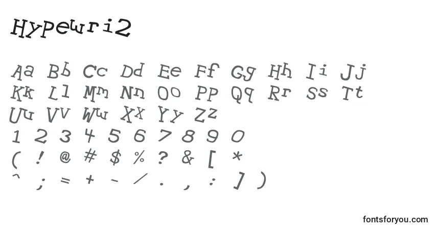 Schriftart Hypewri2 – Alphabet, Zahlen, spezielle Symbole
