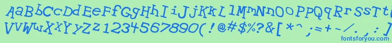 Fonte Hypewri2 – fontes azuis em um fundo verde