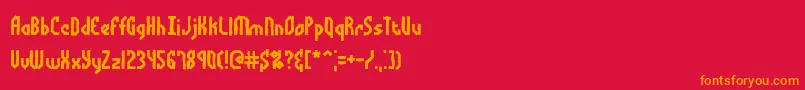 Bocumaad-Schriftart – Orangefarbene Schriften auf rotem Hintergrund