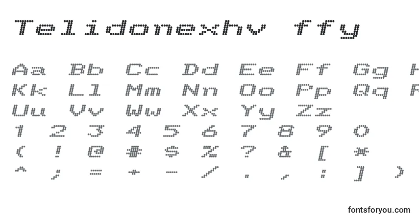 Schriftart Telidonexhv ffy – Alphabet, Zahlen, spezielle Symbole