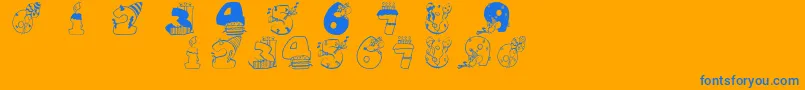 Birthdaydigits Font – Blue Fonts on Orange Background