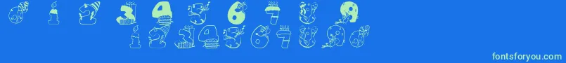En savoir plus sur la police Birthdaydigits Police Birthdaydigits – polices vertes sur fond bleu