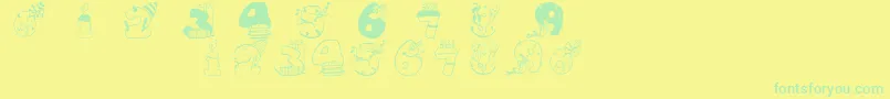 Birthdaydigits Font – Green Fonts on Yellow Background