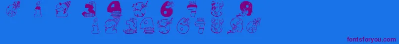 Birthdaydigits Font – Purple Fonts on Blue Background