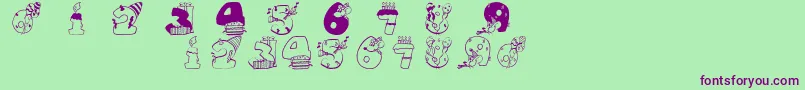 Birthdaydigits Font – Purple Fonts on Green Background