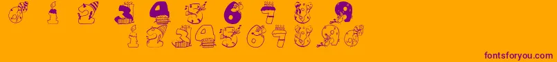 Birthdaydigits Font – Purple Fonts on Orange Background