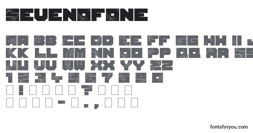 A fonte SevenOfOne – alfabeto, números, caracteres especiais