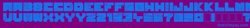 フォントSevenOfOne – 紫色の背景に青い文字