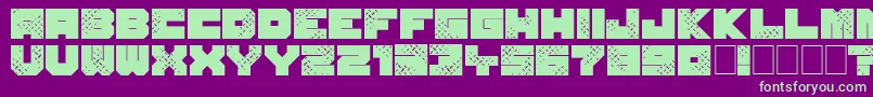 フォントSevenOfOne – 紫の背景に緑のフォント