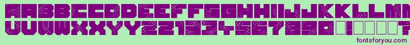 フォントSevenOfOne – 緑の背景に紫のフォント