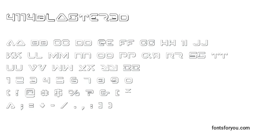 Schriftart 4114Blaster3D – Alphabet, Zahlen, spezielle Symbole