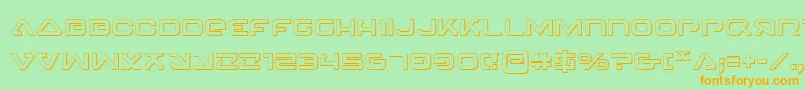 4114Blaster3D-Schriftart – Orangefarbene Schriften auf grünem Hintergrund