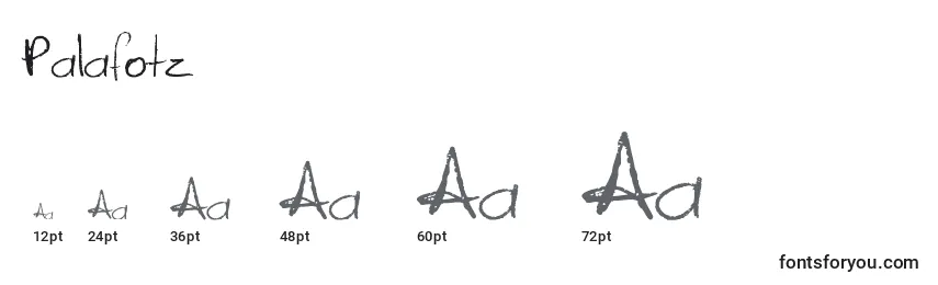 Размеры шрифта Palafotz