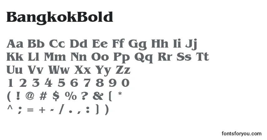 Шрифт BangkokBold – алфавит, цифры, специальные символы