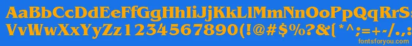 フォントBangkokBold – オレンジ色の文字が青い背景にあります。