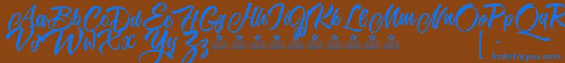 KarmacomaPersonalUse Font – Blue Fonts on Brown Background