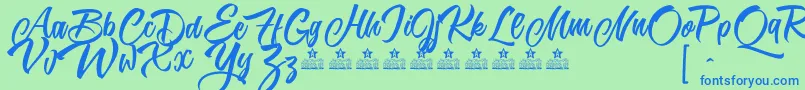 KarmacomaPersonalUse Font – Blue Fonts on Green Background