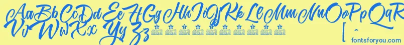 KarmacomaPersonalUse Font – Blue Fonts on Yellow Background