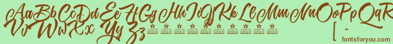 KarmacomaPersonalUse Font – Brown Fonts on Green Background