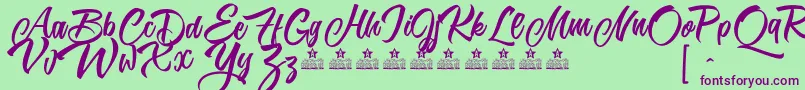 KarmacomaPersonalUse Font – Purple Fonts on Green Background
