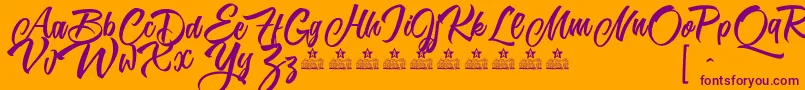KarmacomaPersonalUse-Schriftart – Violette Schriften auf orangefarbenem Hintergrund