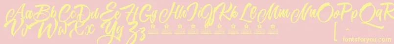 KarmacomaPersonalUse-Schriftart – Gelbe Schriften auf rosa Hintergrund