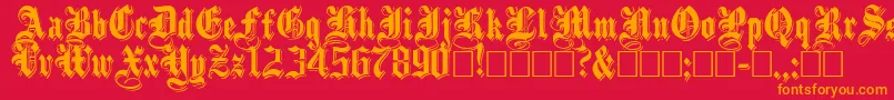 ShadowedblackNormal-Schriftart – Orangefarbene Schriften auf rotem Hintergrund