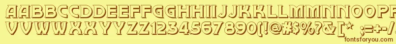 Brownwood Shadow Nf-Schriftart – Braune Schriften auf gelbem Hintergrund