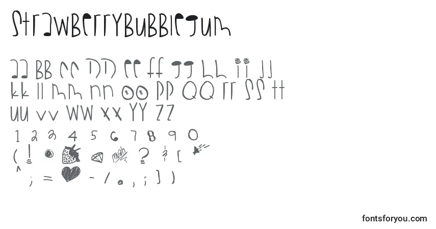 A fonte Strawberrybubblegum – alfabeto, números, caracteres especiais
