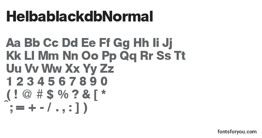 A fonte HelbablackdbNormal – alfabeto, números, caracteres especiais