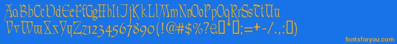 MarmyadoseTM Font – Orange Fonts on Blue Background