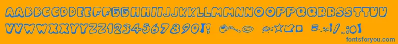 Подробнее о шрифте MessyFika Шрифт MessyFika – синие шрифты на оранжевом фоне