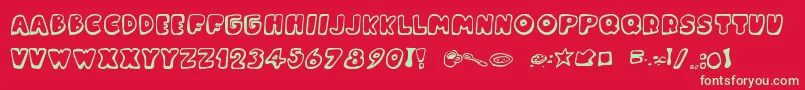 MessyFika Font – Green Fonts on Red Background